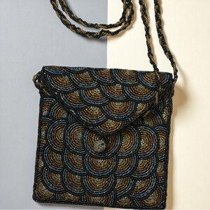 Vintage Art Deco Style Glass Bead Beaded Purse Handbag Clutch Flapper
